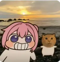 Doro 和橘猫一起在海边看日落